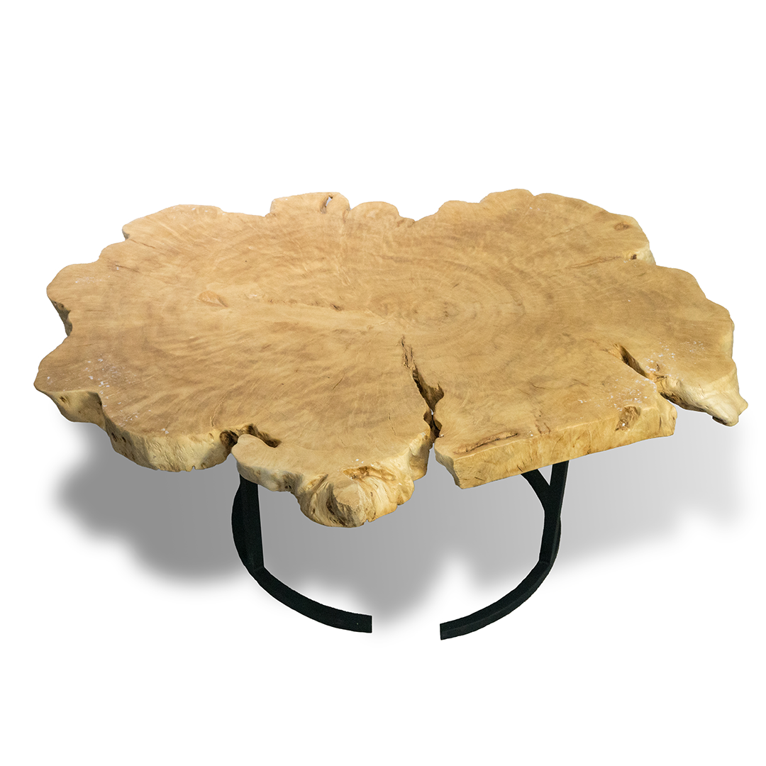 Round Flower Wood cocktail Table with Moon Feet 80-90cm