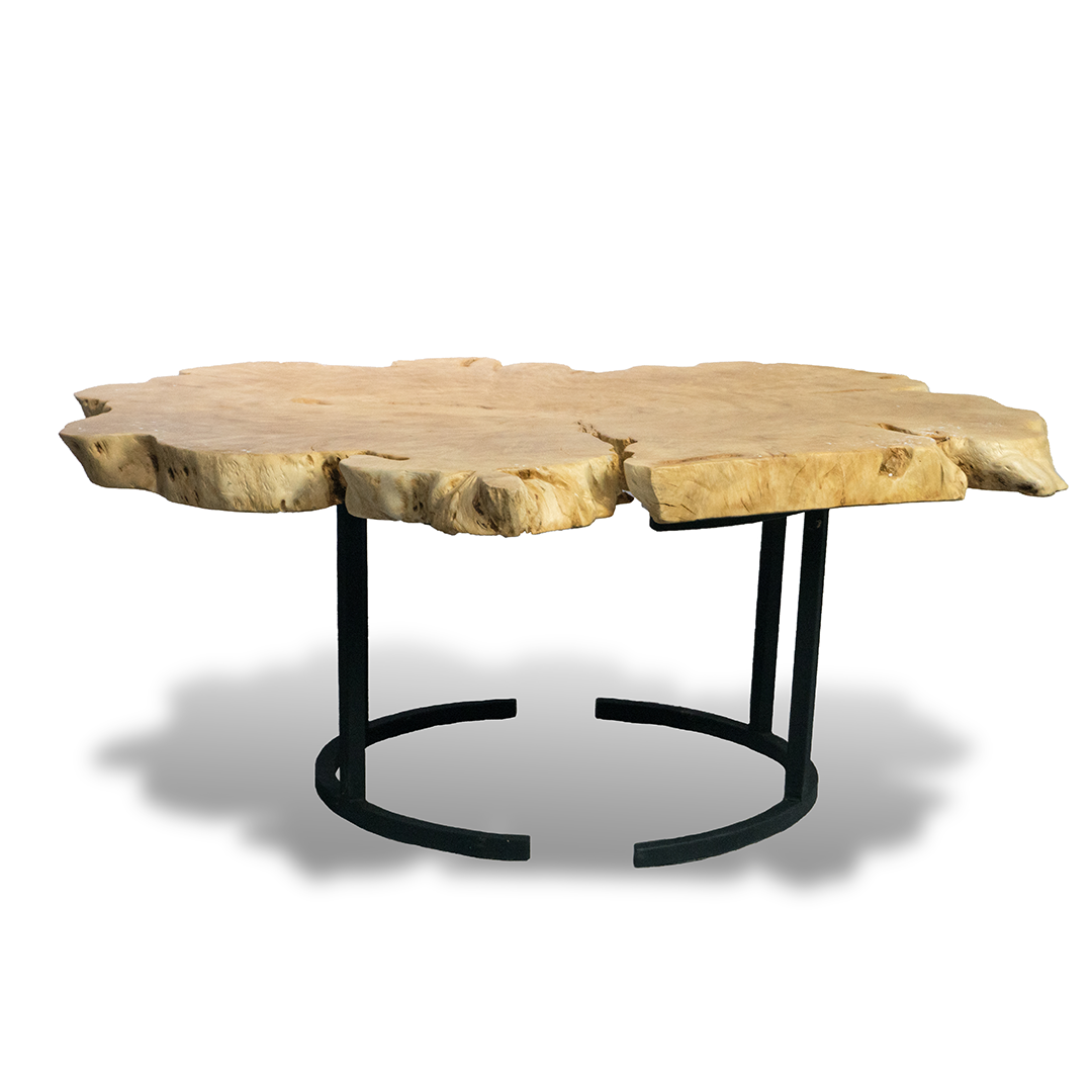 Round Flower Wood cocktail Table with Moon Feet 80-90cm